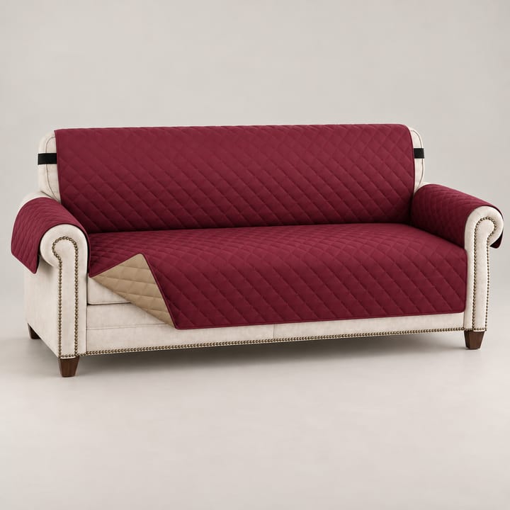 The Quilted Diamond Waterproof Sofa Cover, Wine red